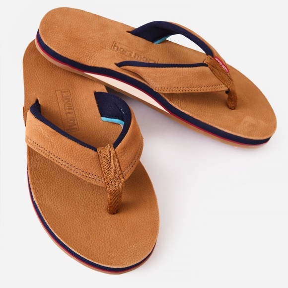 Hari Mari Pier Flip Flops Sandals Tan Leather Nubuck Size 11 Preppy Quiet Luxury - Picture 1 of 6